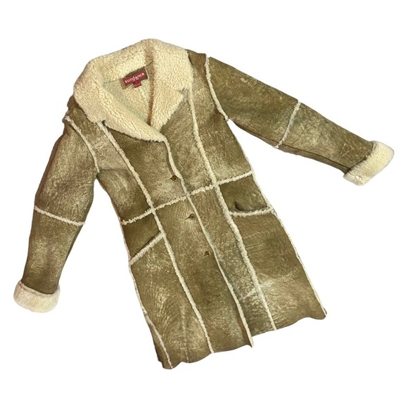 Sundance Shearling Leather Penny Lane Jacket Midi Sz 8 - Picture 4 of 8